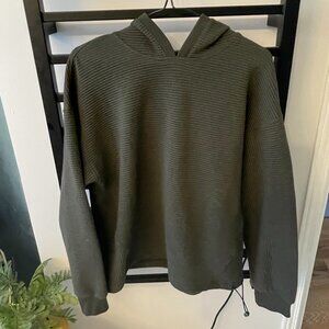 Hyba Olive Green Ribbed Hoodie | Size M/M | Cozy Athleisure Pullover